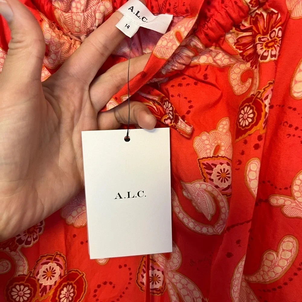 A.L.C Francis Cotton Tiered Midi Skirt in Calla Multi Sz 14